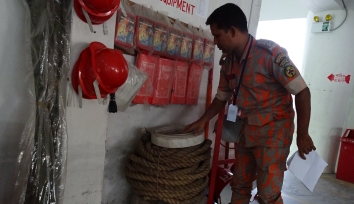 The Bangladesh Fire Service visits factories and inspects buildings.
